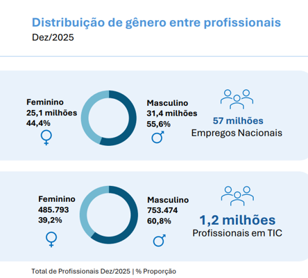 Distribuição de gênero no setor de TI